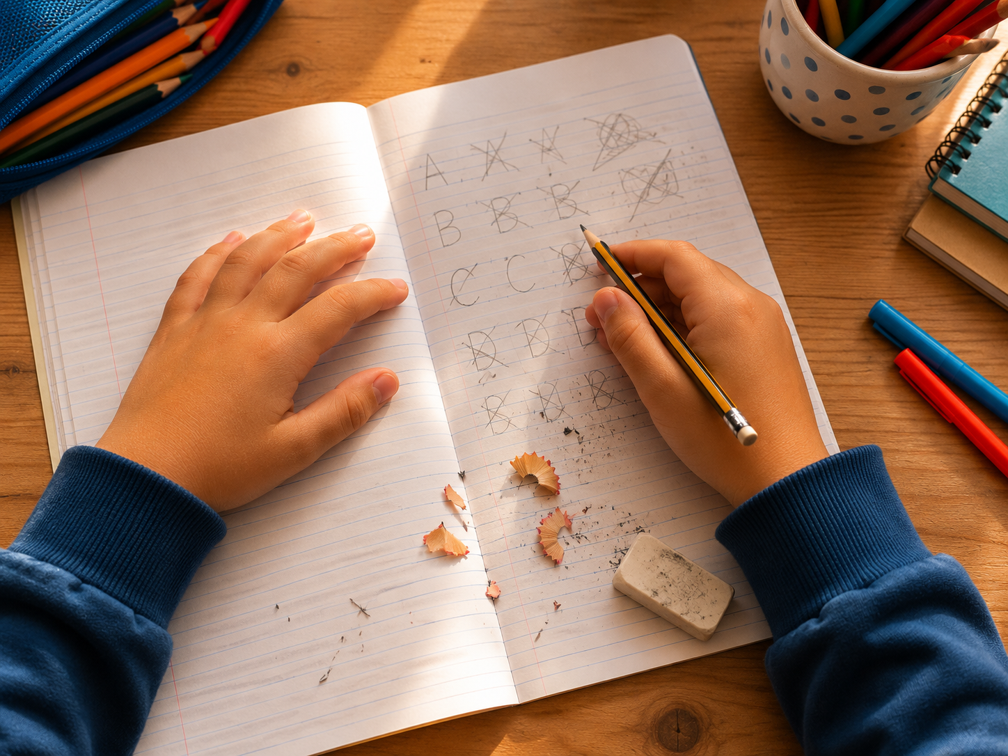 Criança em atividade escolar