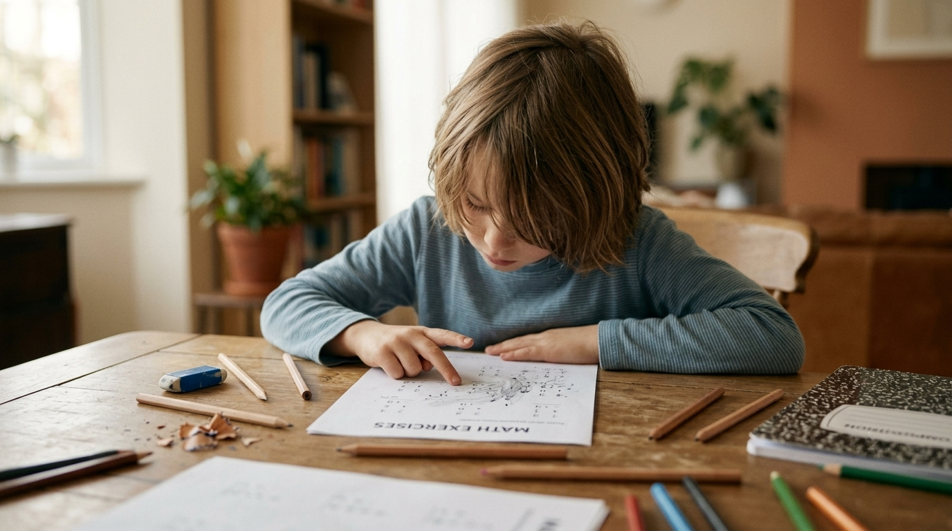 Criança com dificuldade em matemática